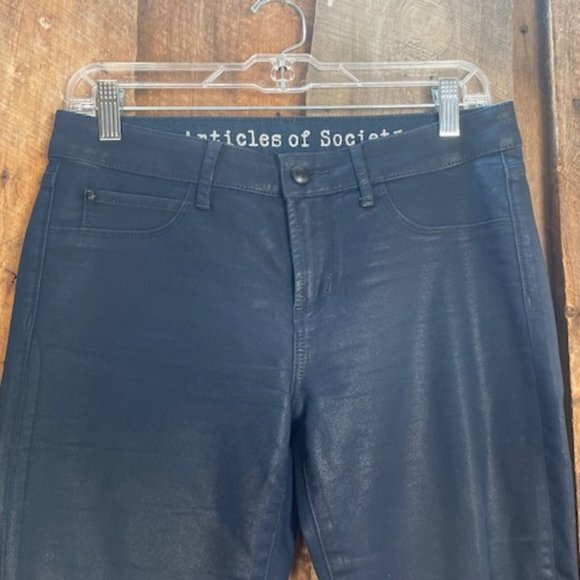 Articles of Society Mya Coated Blue Skinny Jeans - Size 28 - Picture 4 of 12